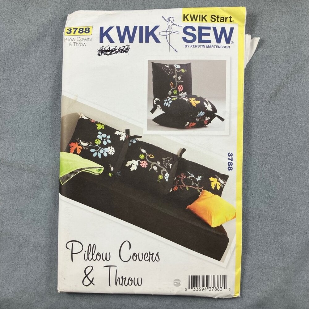 UNCUT Sewing Pattern Kwik Sew 3788 How to Make Pillow Cover Backrest DIY Hack